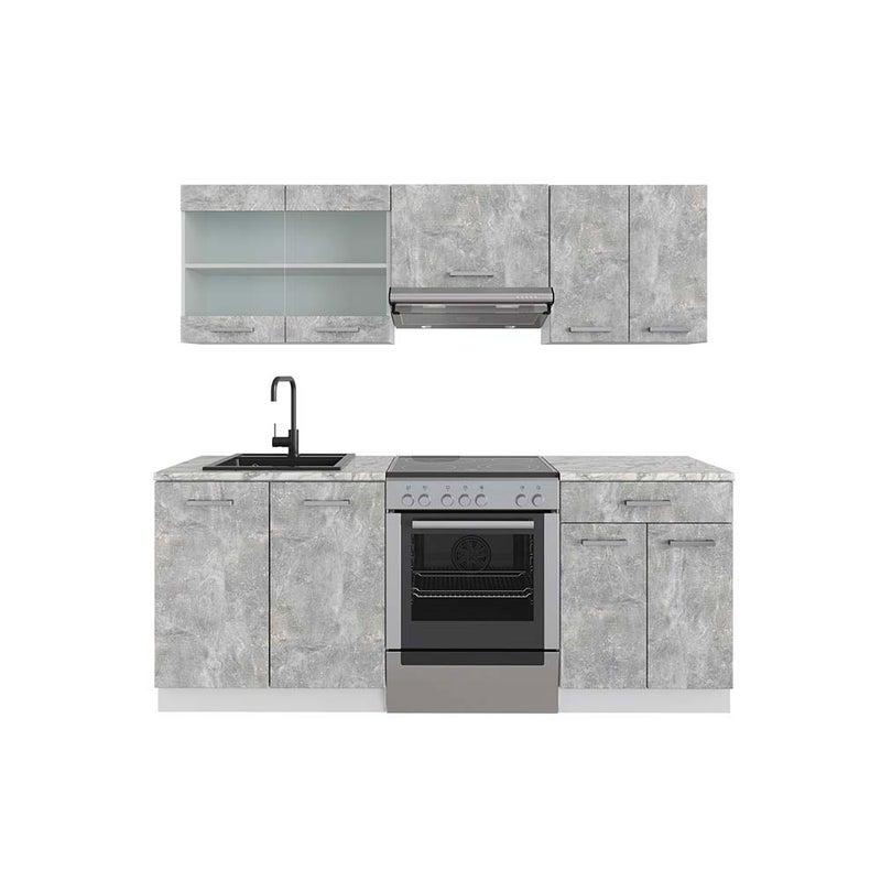 Vicco Aneks kuchenny R-Line, Beton/Biały, 200 cm , BP Marmur