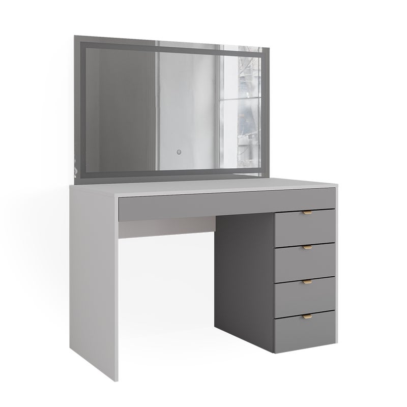 Vicco Stół toaletowy Elise, Biały/szary/szary, 115 cm z lustrem LED