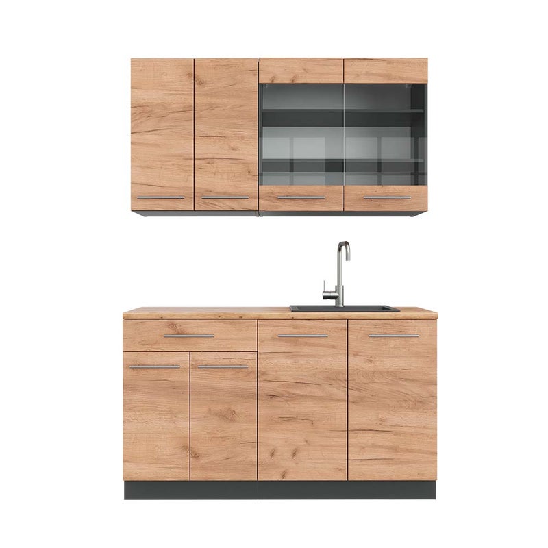 Vicco Pojedyncza kuchnia Fame-Line, Złoty dąb power/antracyt, 140 cm , BP Dąb