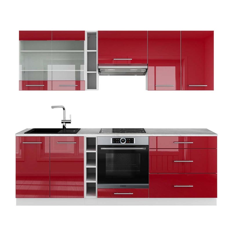 Vicco Szafka kuchenna Fame-Line, Bordowy wysoki połysk/biały, 235 cm , BP Marmur