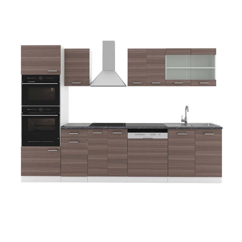 Vicco Aneks kuchenny R-Line, Szlachetny szary/biały, 300 cm z wysoką szafką, BP Antracyt