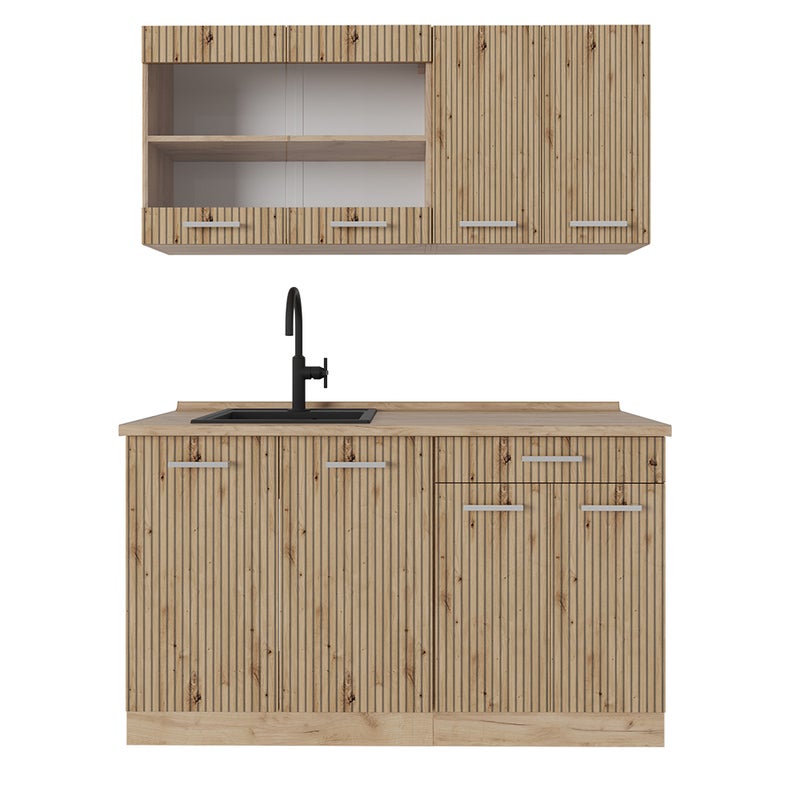 Vicco Pojedyncza kuchnia R-Line, Dąb Artisan/Dąb Goldkraft, 140 cm bez blatu roboczego