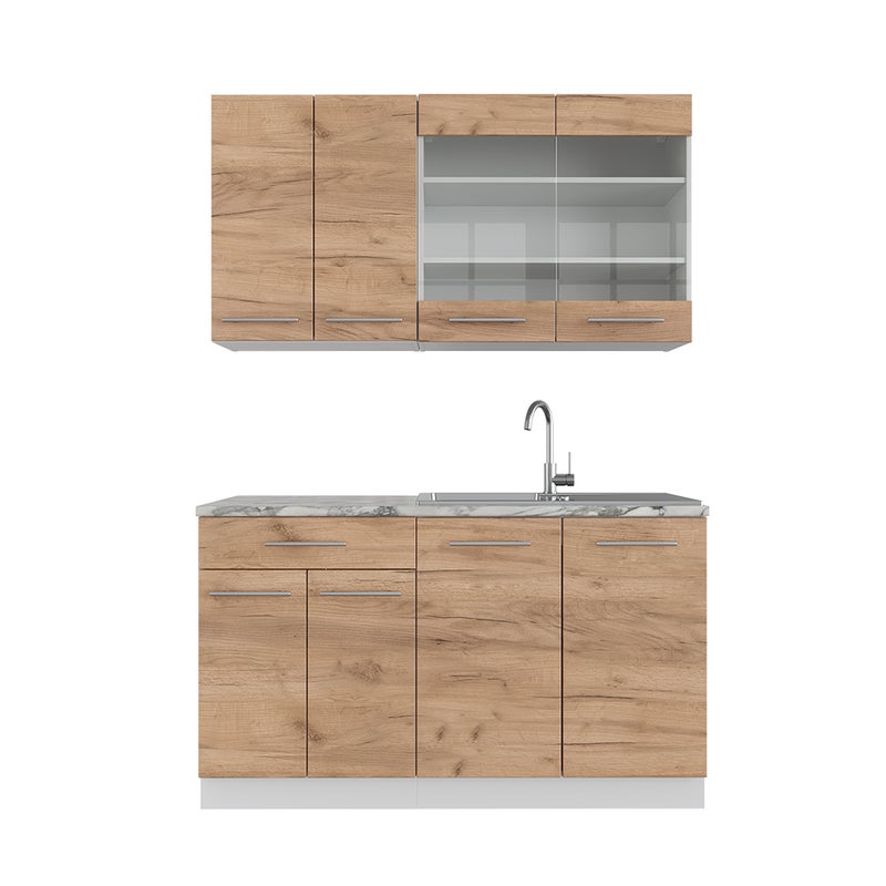 Vicco Kuchnia pojedyncza Fame-Line, Gold power dąb/biały, 140 cm bez blatu roboczego