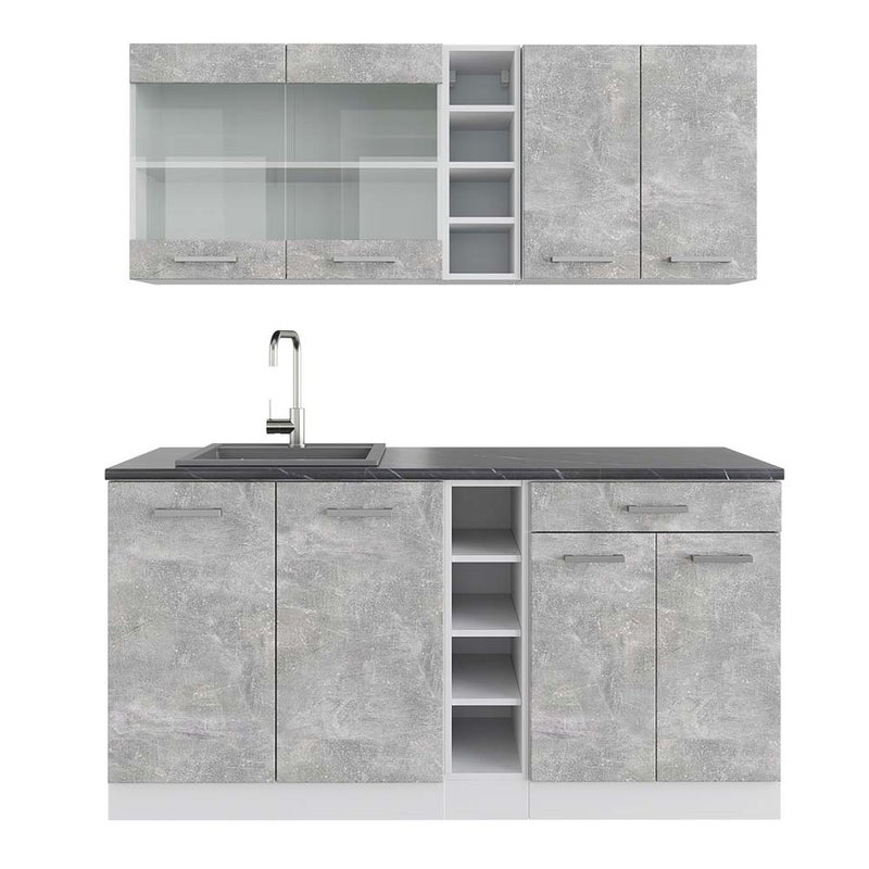 Vicco Pojedyncza kuchnia R-Line, Beton/Biały, 160 cm , BP Antracyt