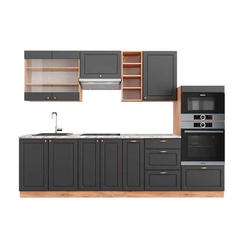 Vicco Aneks kuchenny Fame-Line, Anthracite Country House/Gold Kraft Oak, 280 cm , BP Marmur