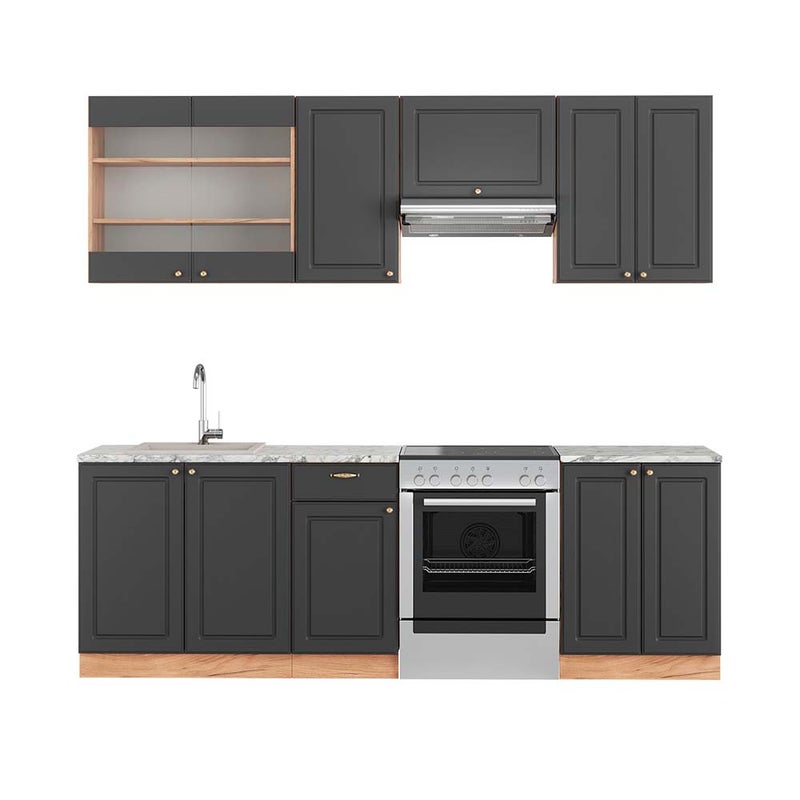 Vicco Aneks kuchenny Fame-Line, Anthracite Country House/Gold Kraft Oak, 240 cm , BP Marmur
