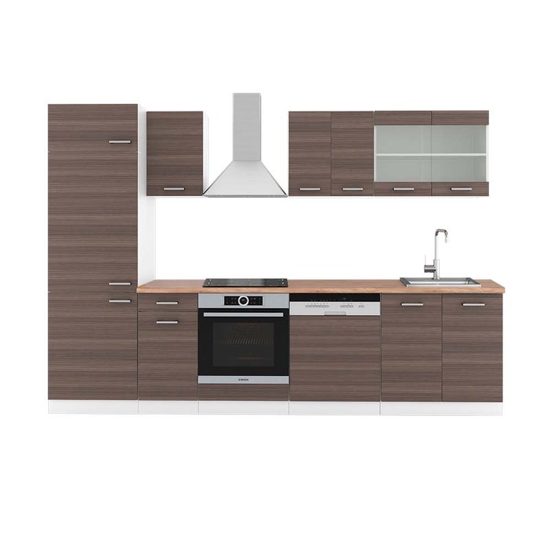 Vicco Aneks kuchenny R-Line, Szlachetny szary/biały, 300 cm , BP Dąb