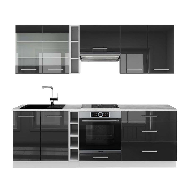 Vicco Szafka kuchenna Fame-Line, Antracytowy wysoki połysk/biały, 235 cm , BP Marmur