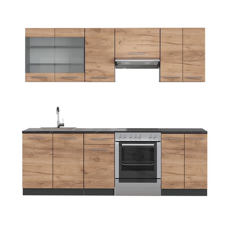 Vicco Aneks kuchenny Fame-Line, Złoty dąb power/antracyt, 240 cm , BP Antracyt