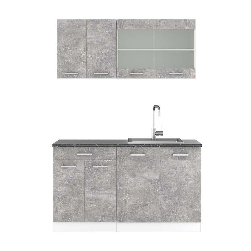 Vicco Pojedyncza kuchnia R-Line, Beton/Biały, 140 cm , BP Antracyt