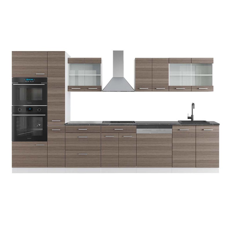 Vicco Moduł kuchenny R-Line, Szlachetny szary/biały, 350 cm z wysoką szafką, BP Antracyt