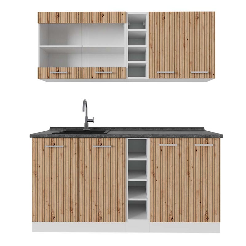 Vicco Pojedyncza kuchnia R-Line, Dąb rzemieślniczy/biały, 160 cm , BP Antracyt