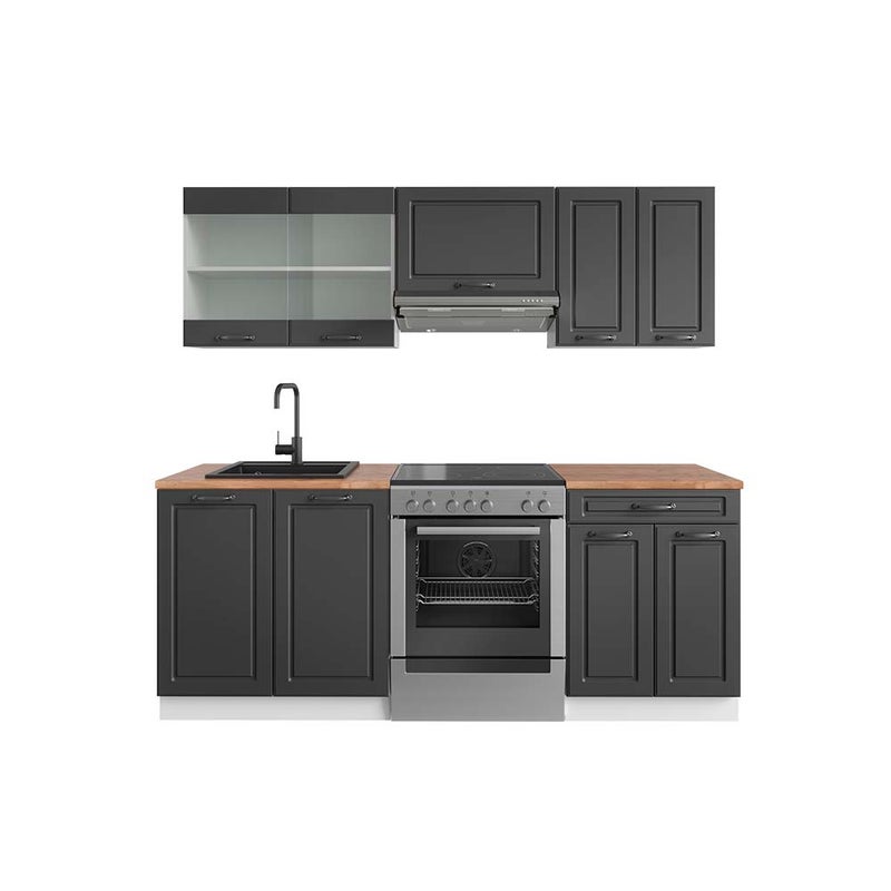 Vicco Aneks kuchenny R-Line, Antracytowy dom wiejski/biały, 200 cm , BP Dąb