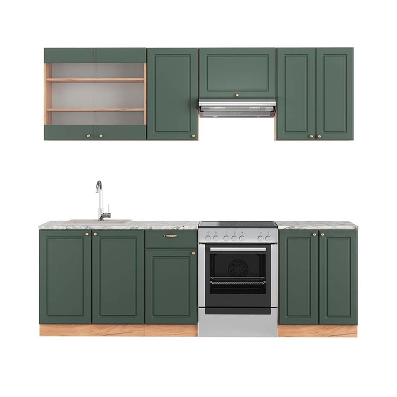 Vicco Aneks kuchenny Fame-Line, Green-Gold Country/Gold Power Oak, 240 cm , BP Marmur