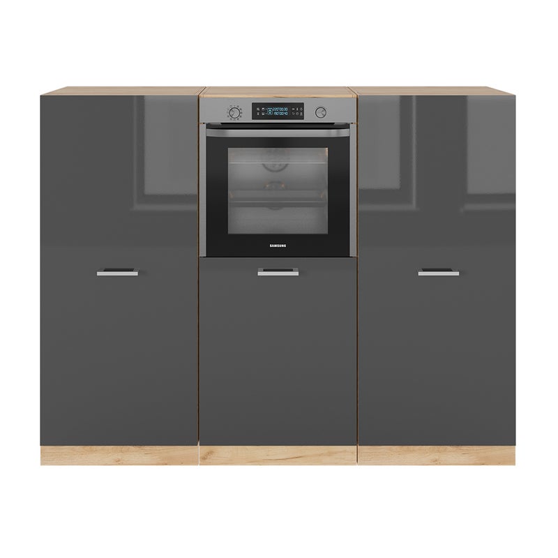 Vicco Blok kuchenny R-Line, Antracytowy wysoki połysk/złoty dąb power, 180 cm bez blatu roboczego