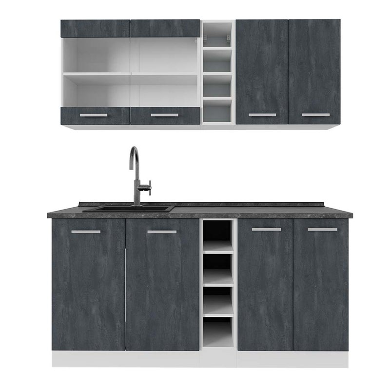 Vicco Pojedyncza kuchnia R-Line, Czarny beton/biały, 160 cm BP Antracyt