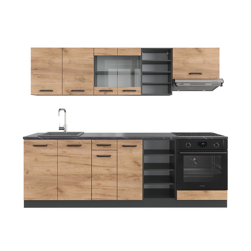 Vicco Zabudowa kuchenna R-Line, Złoty dąb power/antracyt, 240 cm , BP Antracyt