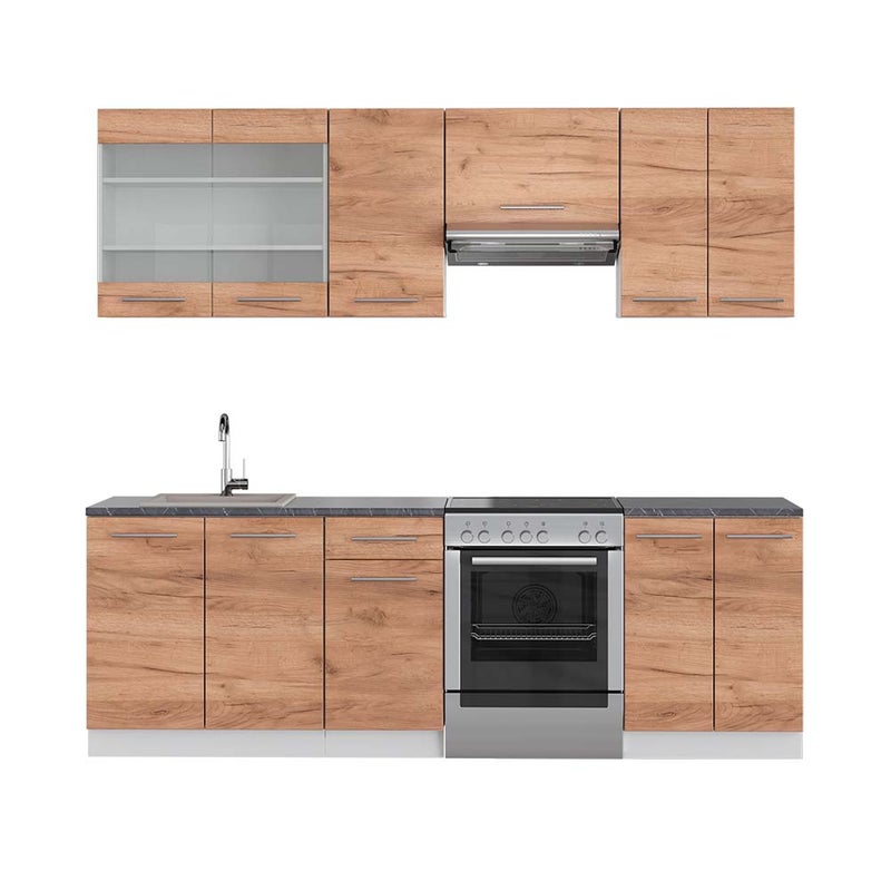 Vicco Aneks kuchenny Fame-Line, Gold power dąb/biały, 240 cm , BP Antracyt