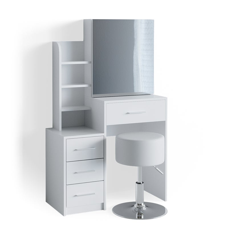 Vicco Stół o jamierze Conrada, Biały, 80 cm z taboretem