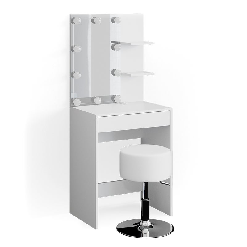 Vicco Stół jamający Isabelle, Biały, 60 cm z oświetleniem LED i stołkiem