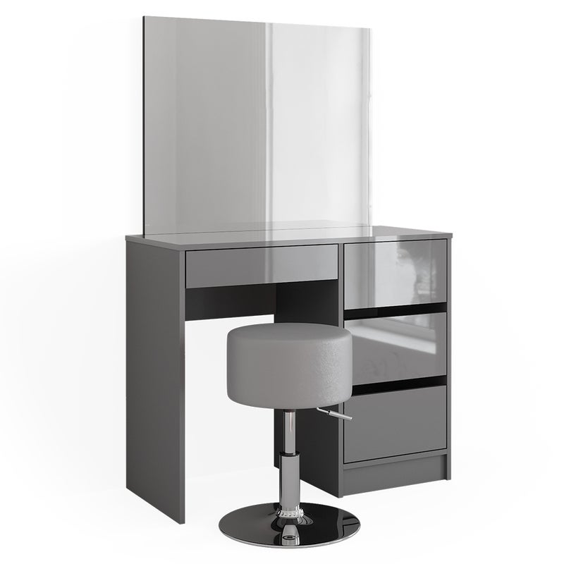 Vicco Stół toaletowy Sherry, Szary, 90 cm z taboretem