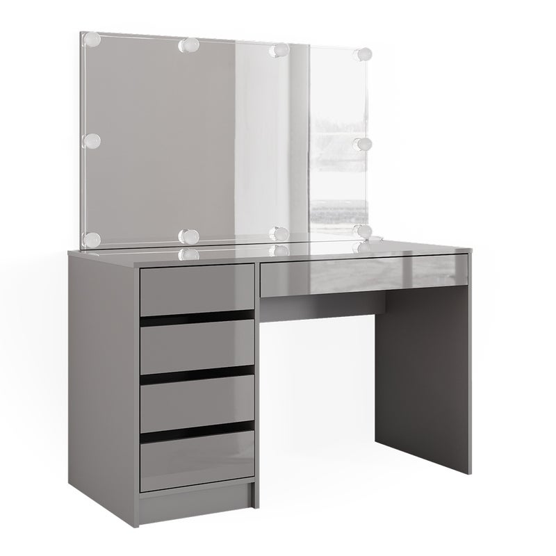 Vicco Stół toaletowy Sherry, Szary, 120 cm z oświetleniem LED