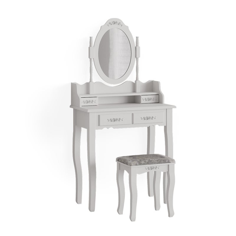 Vicco Stół do toalety Meghan, Biały, 75 cm z taboretem