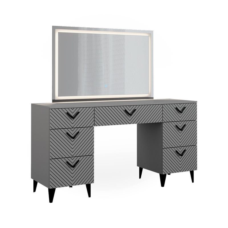 Vicco Stół toaletowy Anett, Szary, 150 cm z lustrem LED