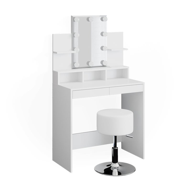 Vicco Stół jamający Ania, Biały, 80 cm z oświetleniem LED i stołkiem