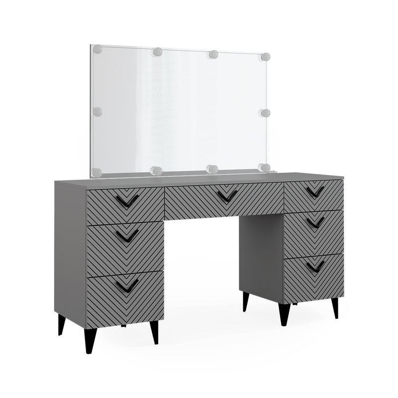 Vicco Stół toaletowy Anett, Szary, 150 cm z oświetleniem LED