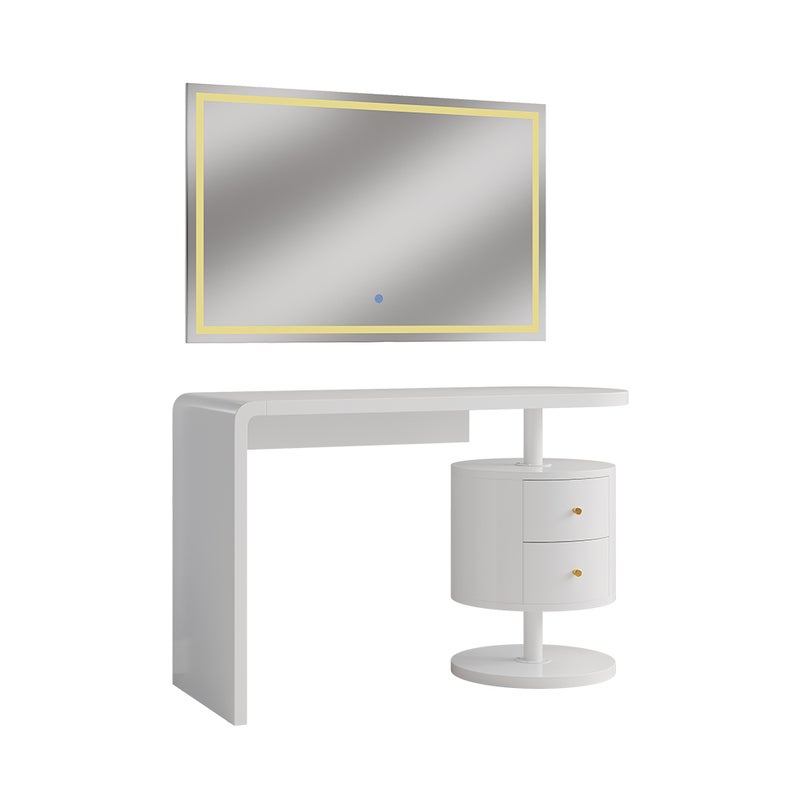 Vicco Stół toaletowy Lara, Biały, 120 cm z lusterkiem LED
