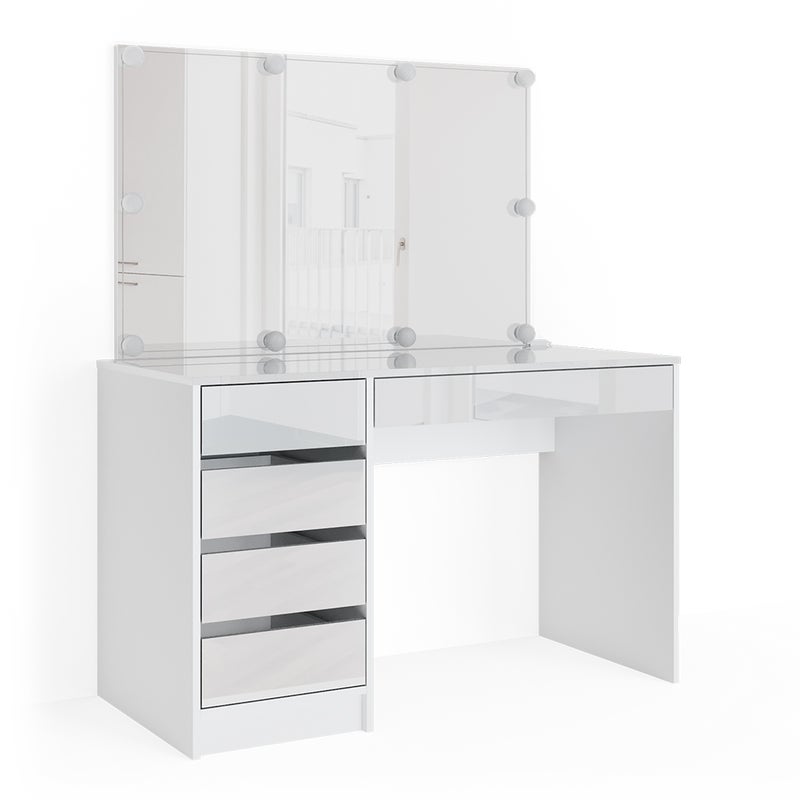 Vicco Stół Madalitional Sherry, Biały, 120 cm z oświetleniem LED
