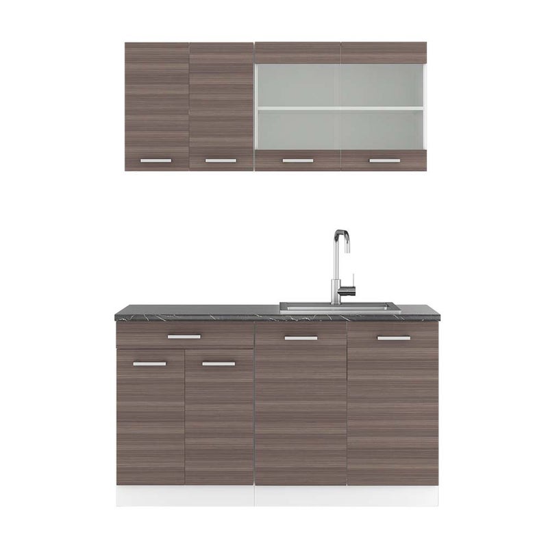 Vicco Pojedyncza kuchnia R-Line, Szlachetny szary/biały, 140 cm , BP Antracyt