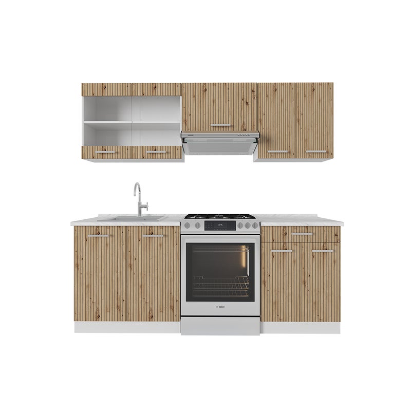 Vicco Aneks kuchenny R-Line, Dąb rzemieślniczy/biały, 200 cm z blatem roboczym