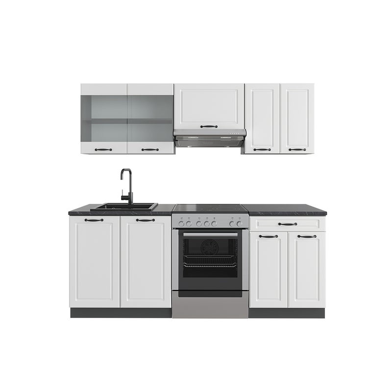 Vicco Aneks kuchenny R-Line, Biały dworek/antracyt, 200 cm , BP Antracyt