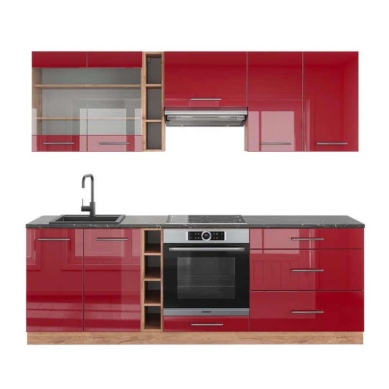 Vicco Szafka kuchenna Fame-Line, Bordeaux wysoki połysk/złoty dąb, 235 cm , BP Antracyt