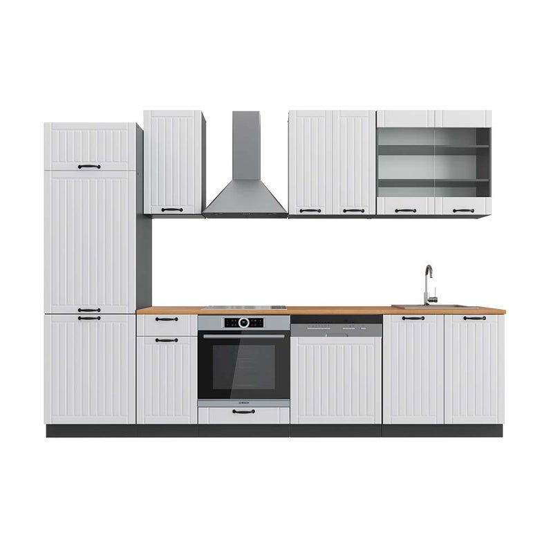 Vicco Aneks kuchenny Fame-Line, Biały dworek/antracyt, 300 cm , BP Dąb
