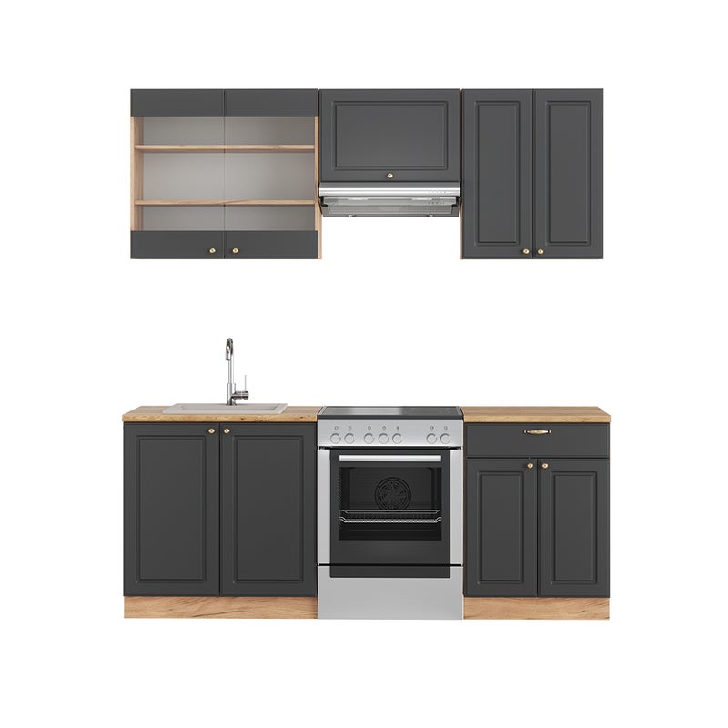 Vicco Aneks kuchenny Fame-Line, Anthracite Country House/Gold Kraft Oak, 200 cm , BP Dąb