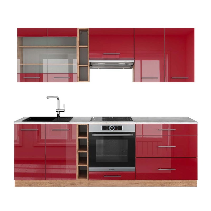 Vicco Szafka kuchenna Fame-Line, Bordeaux wysoki połysk/złoty dąb, 235 cm , BP Marmur