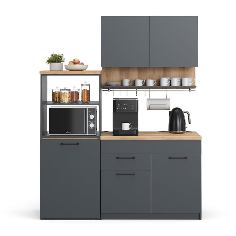 Vicco Pojedyncza kuchnia Egbert, Antracyt, 160 cm z rozkładanym stołem