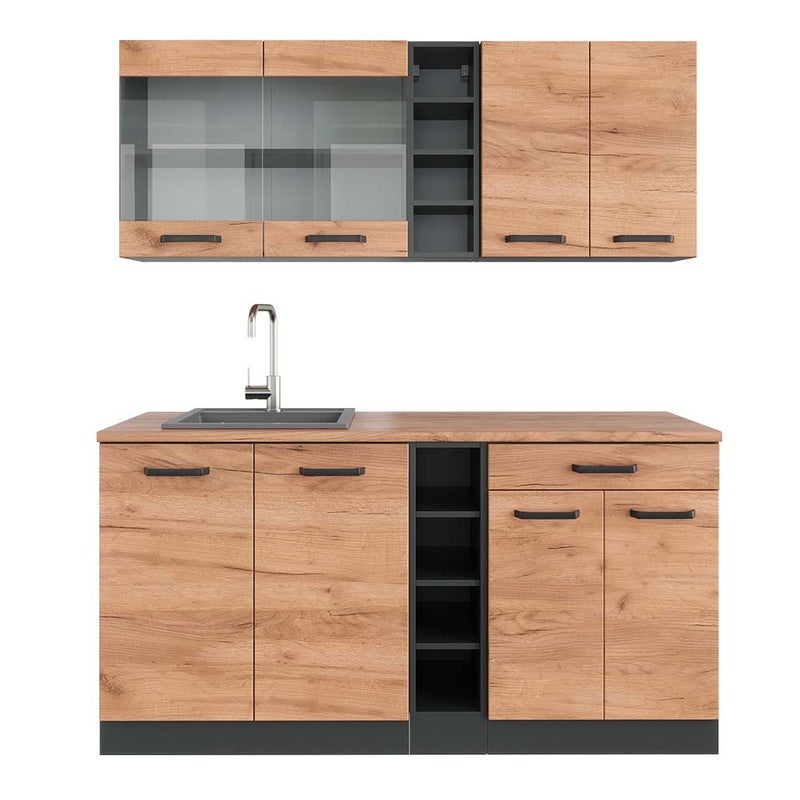 Vicco Pojedyncza kuchnia R-Line, Złoty dąb power/antracyt, 160 cm , BP Dąb