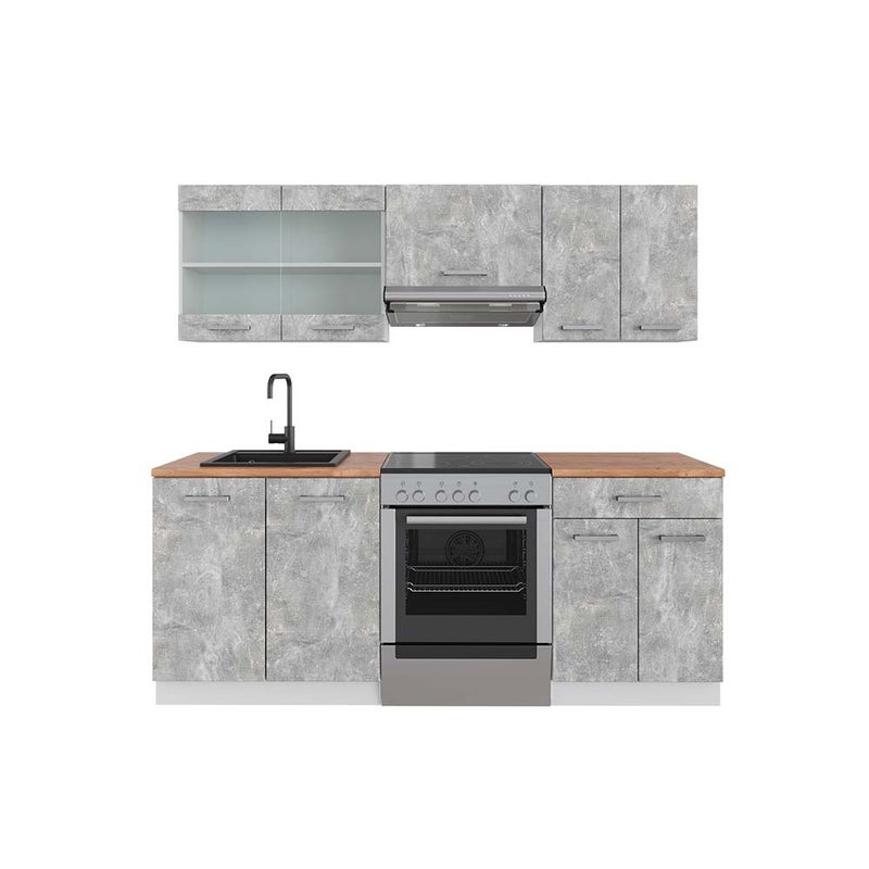 Vicco Aneks kuchenny R-Line, Beton/Biały, 200 cm , BP Dąb