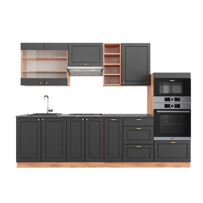 Vicco Aneks kuchenny Fame-Line, Anthracite Country House/Gold Kraft Oak, 280 cm , BP Antracyt
