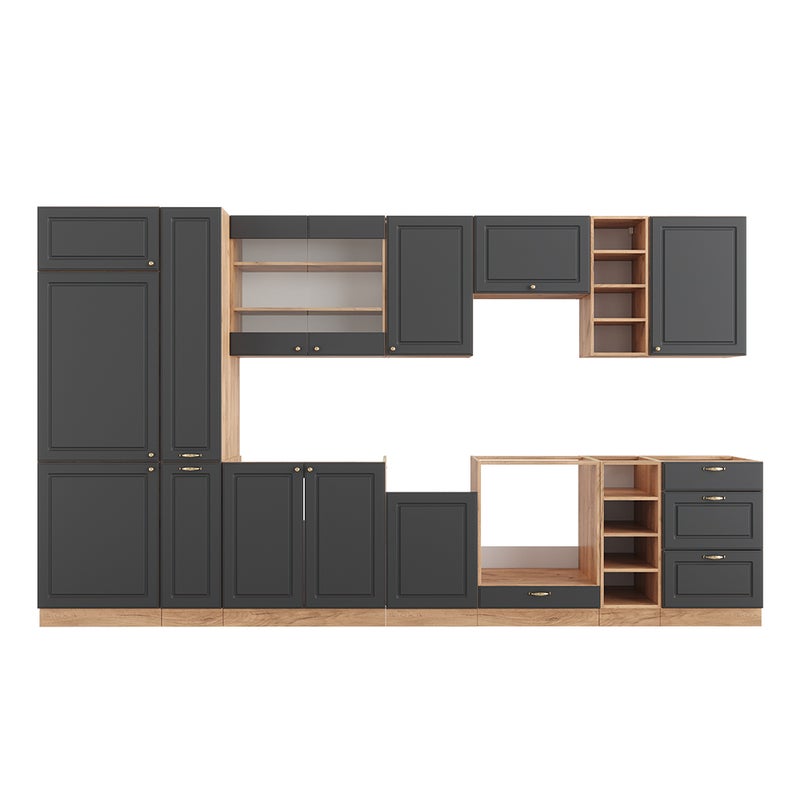 Vicco Aneks kuchenny Fame-Line, Anthracite Country House/Gold Kraft Oak, 355 cm bez blatu roboczego