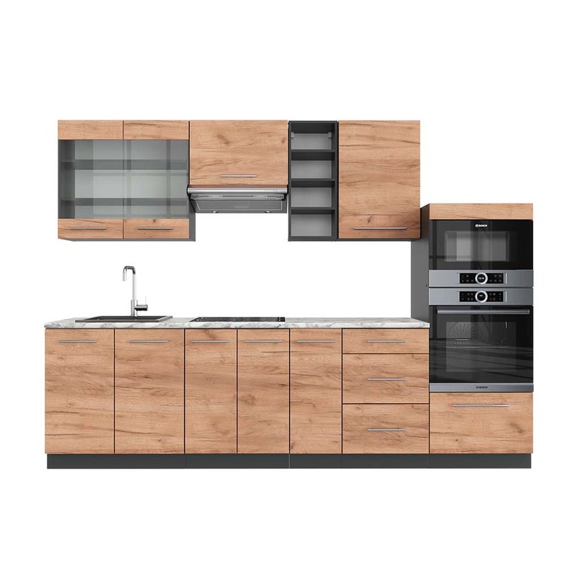 Vicco Aneks kuchenny Fame-Line, Złoty dąb power/antracyt, 280 cm , BP Marmur