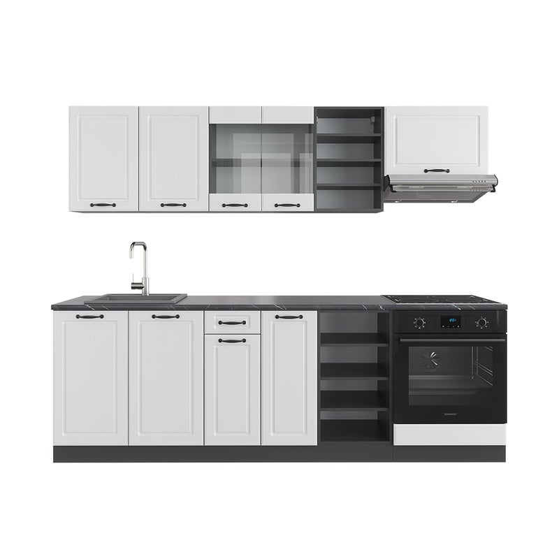 Vicco Zabudowa kuchenna R-Line, Biały dworek/antracyt, 240 cm , BP Antracyt