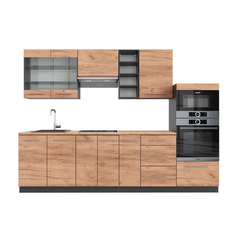 Vicco Aneks kuchenny Fame-Line, Złoty dąb power/antracyt, 280 cm , BP Dąb