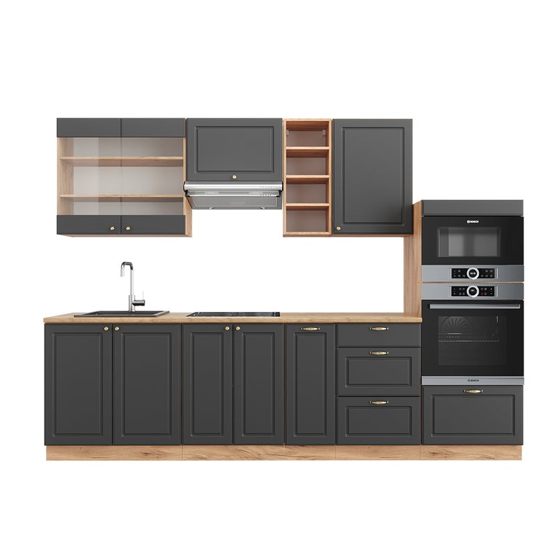Vicco Aneks kuchenny Fame-Line, Anthracite Country House/Gold Kraft Oak, 280 cm , BP Dąb