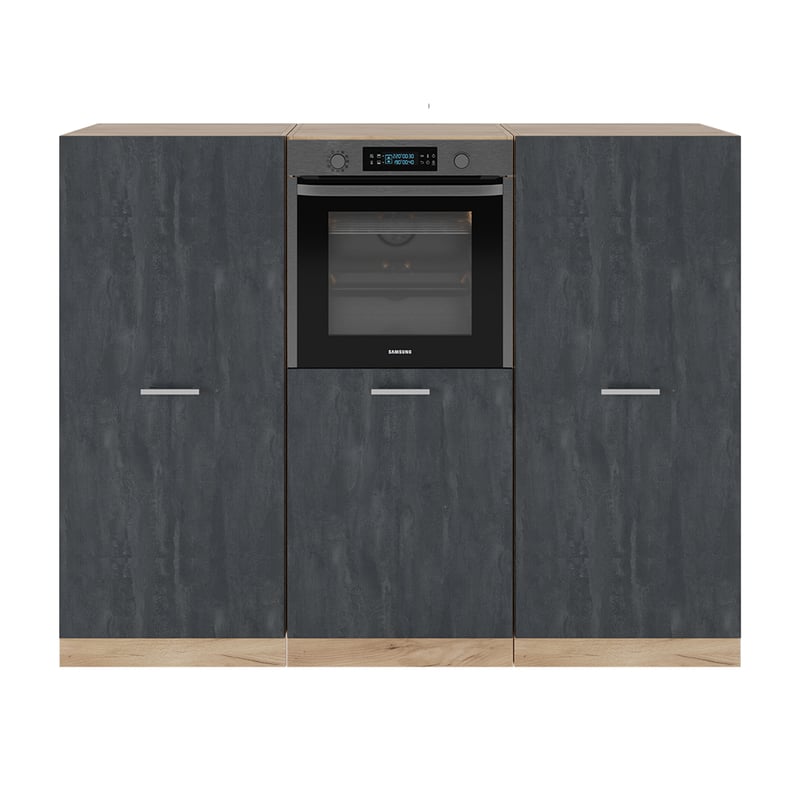 Vicco Blok kuchenny R-Line, Czarny beton/złoty dąb, 180 cm Bez blatu roboczego