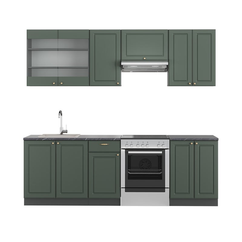 Vicco Aneks kuchenny Fame-Line, Zielono-złoty Country House/antracytowy, 240 cm , BP Antracyt